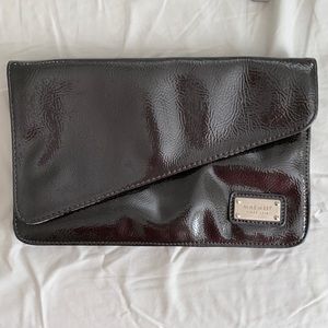 Nine West dark grey gray faux leather clutch